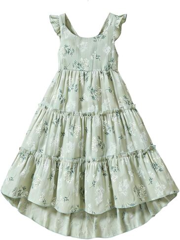 Girls Summer Dress - Soft Cotton Sleeveless Floral Wedding Guest Dress, Little Princess Casual Party Outfits in Kuwait