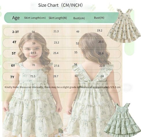 Girls Summer Dress - Soft Cotton Sleeveless Floral Wedding Guest Dress, Little Princess Casual Party Outfits in Kuwait