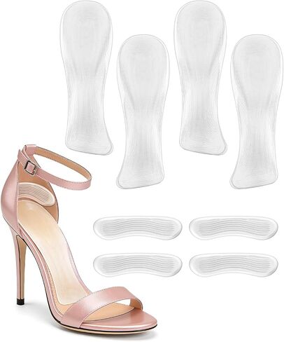 2 Pair High Heel Inserts and 2 Pair Heel Pads for Women, High Heel Inserts Weight Shifting, Self Adhesive & Anti Slip High Heel Comfort Insoles, Provide Targeted Relief, for Relieve Foot Pain in Saudi Arabia