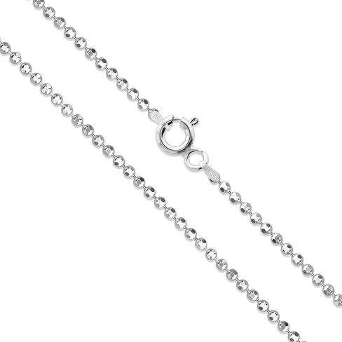Sterling Silver Diamond-Cut Ball Bead Chain 1.2mm 925 Italy Dog Tag Necklace in Kuwait