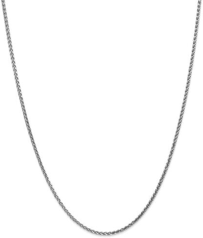 Solid 14k White Gold 1.8mm Solid Diamond Cut Spiga Chain Necklace - with Secure Lobster Lock Clasp - in Kuwait
