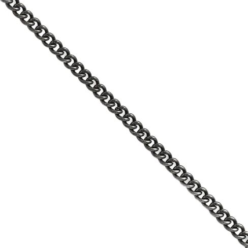 The Black Bow 2mm Stainless Steel Antiqued Round Curb Chain Necklace in Kuwait