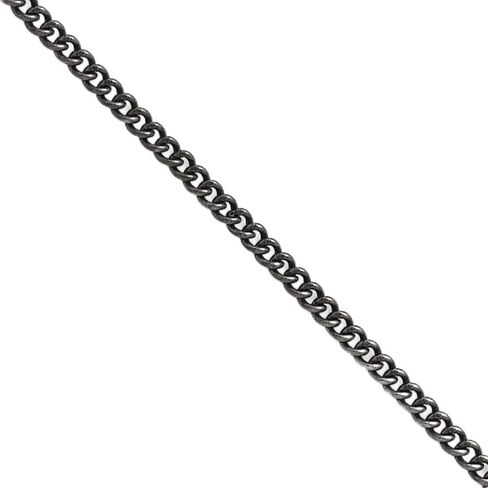 The Black Bow 2mm Stainless Steel Antiqued Round Curb Chain Necklace in Kuwait