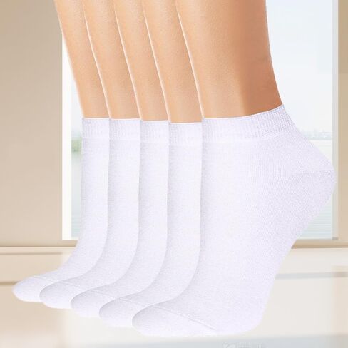 5-Pack Women’s Ankle Socks, Non-Slip Cotton No-Show Socks, Low-Cut Casual for Everyday Wear in Kuwait