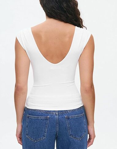 Twist Knot Front Crop Top for Women Ruched Sleeveless Y2K Open Back Vest Camis Blouse Deep V Neck Tank Shirt Low Cut in Saudi Arabia