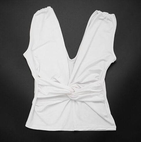 Twist Knot Front Crop Top for Women Ruched Sleeveless Y2K Open Back Vest Camis Blouse Deep V Neck Tank Shirt Low Cut in Saudi Arabia
