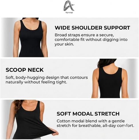 Women’s Premium Cotton Modal Tank Top – Slim Fit Stretch Cami Scoop Neck Ultra-Soft Breathable Sleeveless Layering Essential in Saudi Arabia