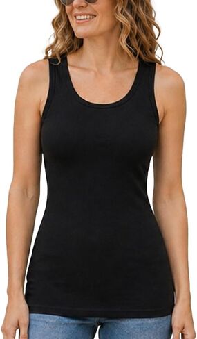 Women’s Premium Cotton Modal Tank Top – Slim Fit Stretch Cami Scoop Neck Ultra-Soft Breathable Sleeveless Layering Essential in Saudi Arabia