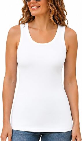 Women’s Premium Cotton Modal Tank Top – Slim Fit Stretch Cami Scoop Neck Ultra-Soft Breathable Sleeveless Layering Essential in Saudi Arabia