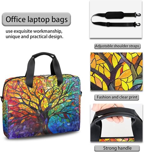 16in Laptop Bag for Women Men Rainbow Tree Of Life Waterproof Computer Carrying Messenger Case Handbag Shoulder Briefcase Notebook Portable Work Tablet Messenger Bags Laptops Tablets in Saudi Arabia