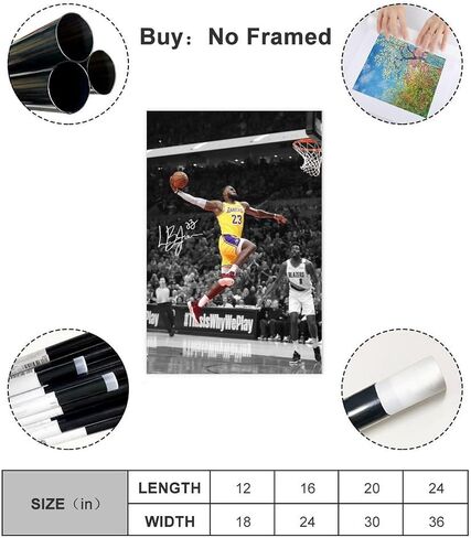 NICRX LeBron Poster James Poster 4 Canvas Poster Wall Art Decor Print Picture Paintings for Living Room Bedroom Decoration Unframe: Unframe:12x18inch(30x45cm) in Saudi Arabia