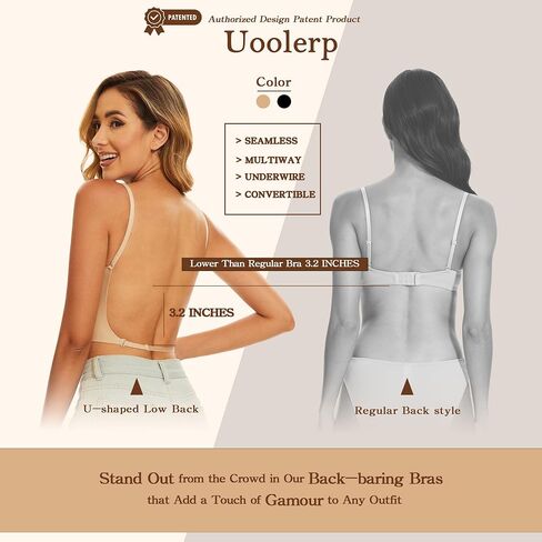 Low Back Bras for Women-Invisible Backless Bra-Seamless Secret Plunge Bra No Show Multiway Bras Deep U Plunge Halter(Nude, 34A) in Saudi Arabia