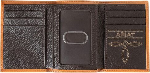 ARIAT Trifold Floral Embossed Logo Wallet, Nutmeg in Kuwait