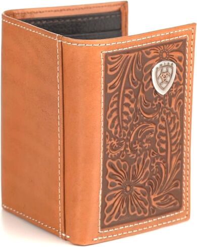 ARIAT Trifold Floral Embossed Logo Wallet, Nutmeg in Kuwait