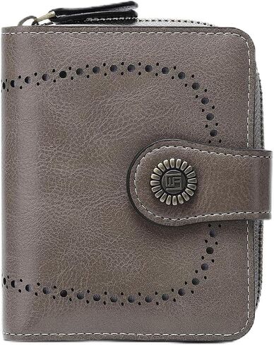 Women's Small Genuine Leather Wallet Bifold Compact RFID Blocking with Zipper Coin Pocket (Peacock blue) in Saudi Arabia