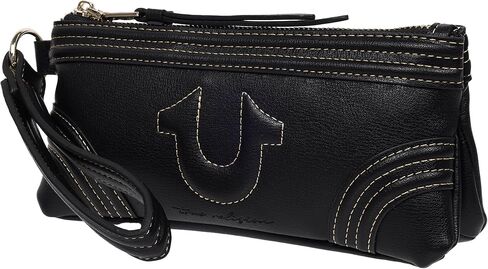 True Religion Women's Bombe Horseshoe Wristlet Wallet with Zip Closure, Black in Kuwait