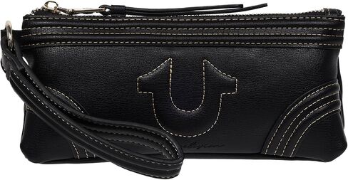 True Religion Women's Bombe Horseshoe Wristlet Wallet with Zip Closure, Black in Kuwait