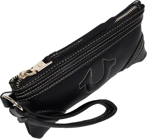 True Religion Women's Bombe Horseshoe Wristlet Wallet with Zip Closure, Black in Kuwait