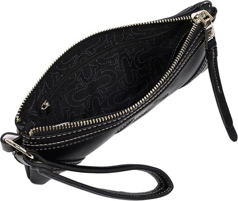 True Religion Women's Bombe Horseshoe Wristlet Wallet with Zip Closure, Black in Kuwait