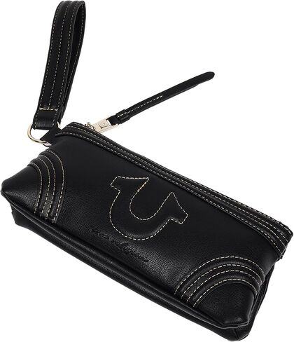True Religion Women's Bombe Horseshoe Wristlet Wallet with Zip Closure, Black in Kuwait