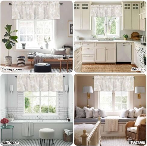Starfish Valances Curtain for Windows, Summer Beach Nautical Ocean Sea Star Marine Life Beige Valance Rod Pocket Window Treatments Short Curtains for Kitchen Living Room Bedroom 54"x18" in Saudi Arabia