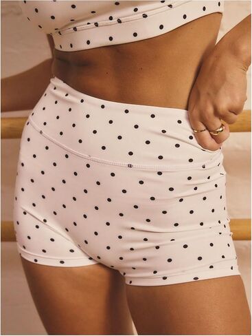 WDIRARA Women's Workout Sets Polka Dots 2 Piece Yoga Outfit Sports Bra Biker Shorts Set Tracksuit in Kuwait