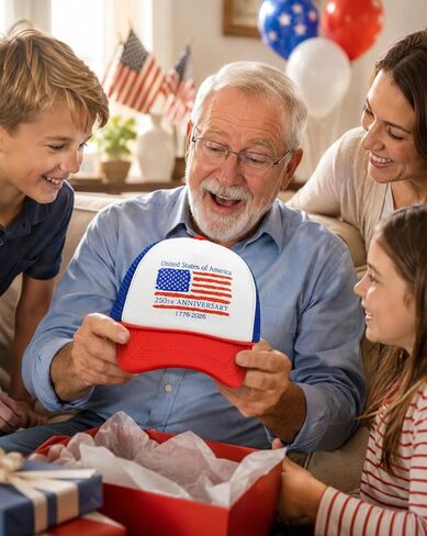 Waldeal 250th Anniversary USA Hat, Adjustable Snapback Mesh Back American Flag Patriotic Baseball Cap for Women & Men in Kuwait