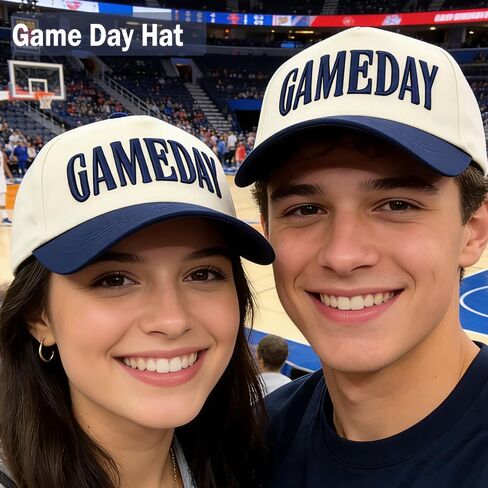Game Day Hat for Women Men, Vintage Embroidered Cotton Adjustable Trucker Hats, Football Softball Sports Baseball Cap in Kuwait