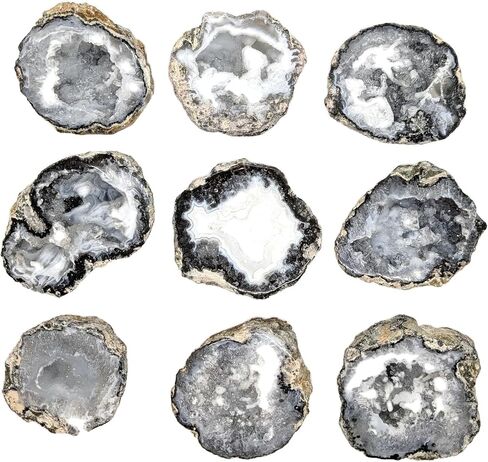 Hollow Geode Half with Quartz Crystals and Display Stand – Premium Quality Fluorescent Agate Rock | Natural Décor, Science Display or Collector Gift in Saudi Arabia