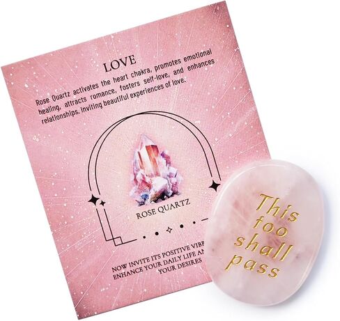 "This Too Shall Pass" Engraved Crystal Palm Stone – Natural Healing Pocket Stone for Mindfulness, Stress Relief & Positive Energy, Inspirational Gift for Meditation & Daily Healing in Saudi Arabia