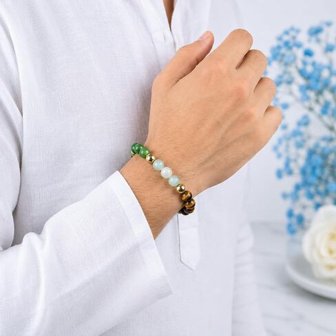 سوار Dhan Yog للشفاء الطبيعي - 3.5 بوصة جذب الثروة الأصلية وأحجار كريمة مغناطيسية للمال الازدهار والنجاح والحماية وتخفيف التوتر للرجال والنساء in Kuwait