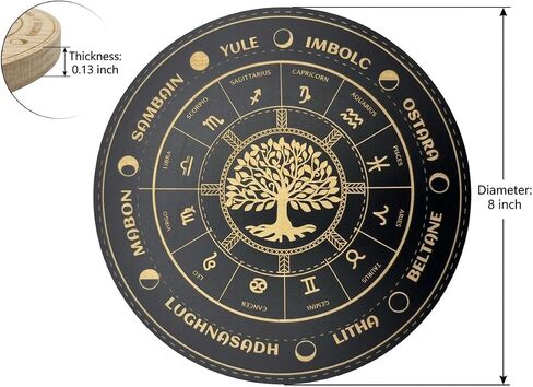 Witchcraft Dowsing Board & Rose Quartz Pendulum Divination Set | Zodiac and sabbats patterns, pink crystal necklace, spiritual meditation, witchcraft altar accessories, inner energy guide in Saudi Arabia