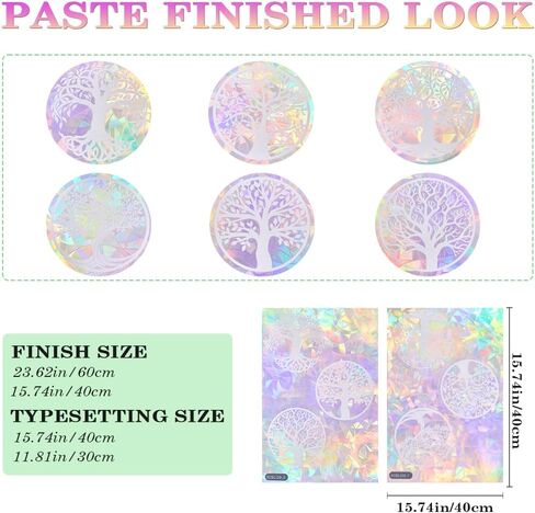 GORGECRAFT 6PCS Rainbow Window Clings Tree of Life Static Glass Stickers Plastic Reusable Anti-Collision Non Adhesive Window Decal Suncatcher Decorations Prismatic for Bird Strike Deterrent in Kuwait