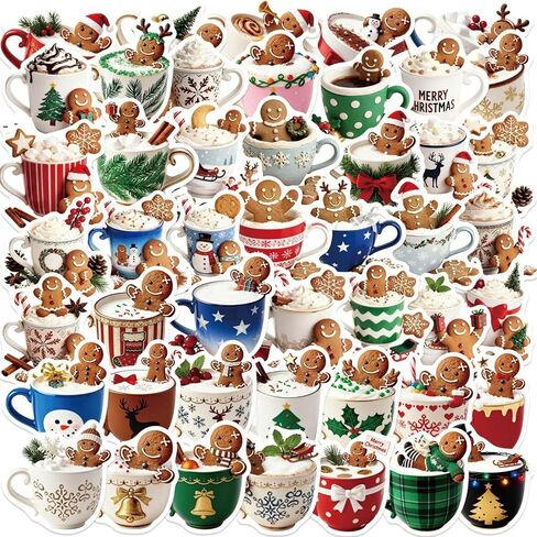 50 Pcs Gingerbread Man Stickers Winter Christmas Candy Cutouts Christmas Bulletin Board Decorations Classroom Winter Holiday Decor Home School Xmas Stickers for Wall Window Blackboard (Cup) in Saudi Arabia