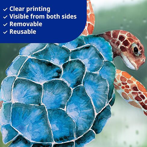 DECOWALL CDS9-9004 Under The Sea Window Clings Sea Animals Ocean Fish Turtle Jellyfish Reuseble Waterproof for Kids Nursery Living Room Window Home Bathroom décor - Double Sided Print in Kuwait