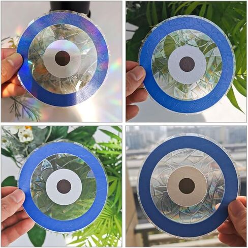 SUPVOX Rainbow Projection Prism Window Cling - Static Glass Sticker Evil Eye Design for Home Office Decoration Creates Colorful Rainbow Light Effects Easy to Apply and Remove in Saudi Arabia