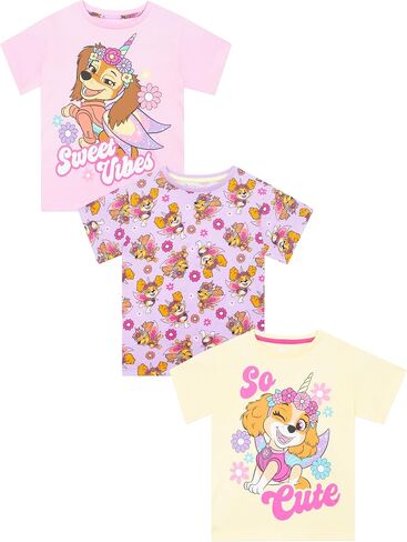 Paw Patrol 3 Pack Girls T Shirts, Pack of 3 Kids Shirts, Skye & Liberty Girls Summer Clothes in Kuwait