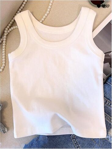 RoseSeek Girl's 3 Piece Striped Sleeveless Shirt Scoop Neck Basic Tank Tops Casual Undershirts in Kuwait