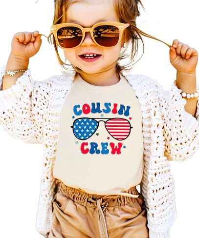 Cousin Crew Patriotic T-Shirt for Youth and Toddler Girls Red White Blue Graphic Tee in Kuwait