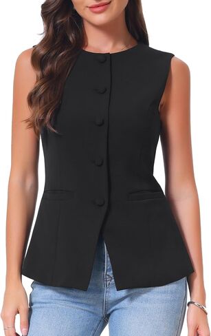 Allegra K Crew Neck Suit Vest for Women's Slim Fit Waistcoat Dressy Sleeveless Blazer Top in Kuwait