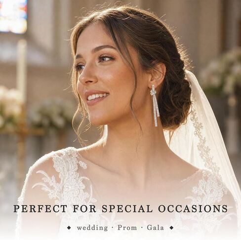 18k Gold Plated Silver Bow Dangle Earrings for Women, Trendy Hypoallergenic Drop Earrings, Elegant Wedding Earrings, Ideal Gift for Anniversary, Birthday, Girlfriend, Prom in Kuwait