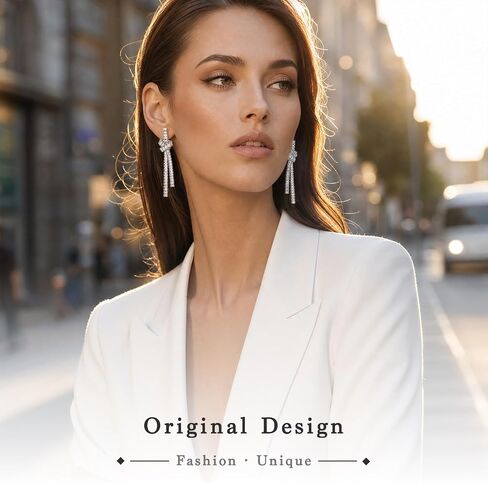 18k Gold Plated Silver Bow Dangle Earrings for Women, Trendy Hypoallergenic Drop Earrings, Elegant Wedding Earrings, Ideal Gift for Anniversary, Birthday, Girlfriend, Prom in Kuwait