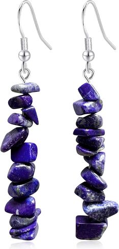 Handmade Chic Irregular Natural Stone Tassel Long Dangle Drop Earrings Bohemian Unique Vintage Silver Beads Hook Earrings For Women in Saudi Arabia