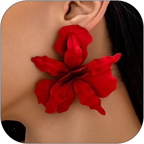 Large Flower Earrings For Women Vintage Colored 3d Irregular Large Flower Earrings Trendy Party Prom Jewelry For Women in Saudi Arabia