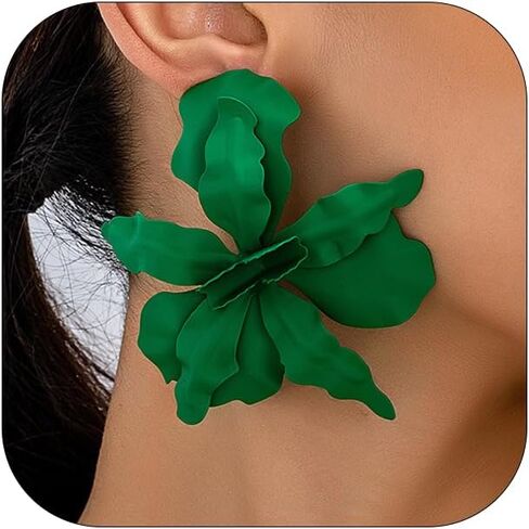 Large Flower Earrings For Women Vintage Colored 3d Irregular Large Flower Earrings Trendy Party Prom Jewelry For Women in Kuwait