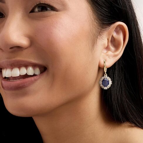 Ross-Simons 6.50 ct. t.w. Sapphire and 2.80 ct. t.w. White Topaz Drop Earrings in 18kt Gold Over Sterling in Saudi Arabia