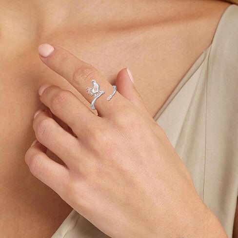 925 Sterling Silver Chicken Ring: Cute Animal Adjustable Open Rings Rooster Gifts Animal Ring for Women in Kuwait