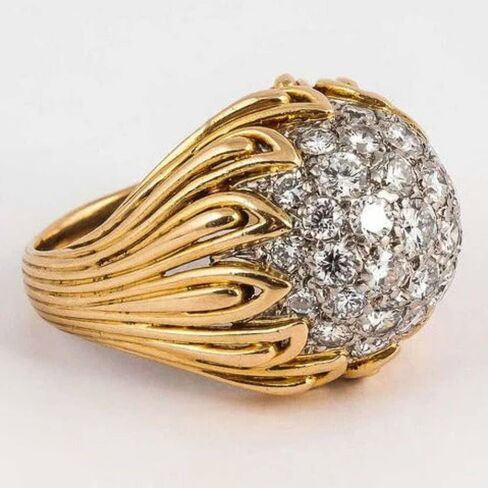 Two-Tone Pave Set Cubic Zirconia Ring for Women in Kuwait