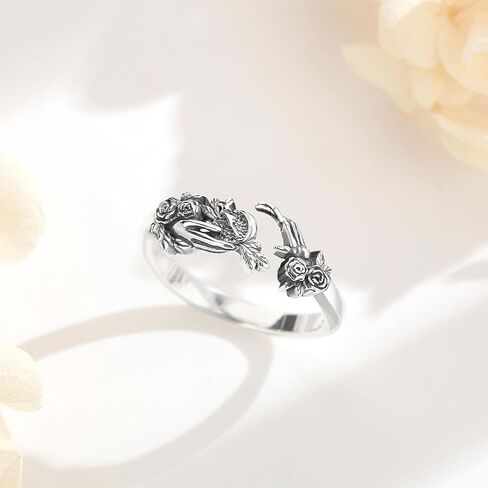 EUDORA Persephone Greek Goddess Rings for Women S925 Sterling Silver, Vintage Persephone Greek Goddess of The Spring and Underworld Vegetation Adjustable Open Ring Jewelry Gifts for Women in Kuwait