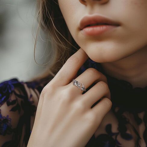 EUDORA Persephone Greek Goddess Rings for Women S925 Sterling Silver, Vintage Persephone Greek Goddess of The Spring and Underworld Vegetation Adjustable Open Ring Jewelry Gifts for Women in Kuwait